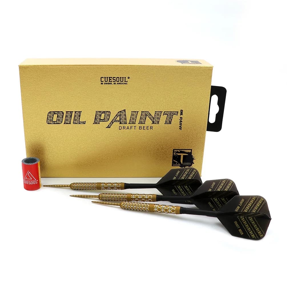 CUESOUL Bozza di birra con freccette rifinite con pittura a olio e volli uniformici ROST - Set di freccette con punta in acciaio da 23 g al 90% di tungsteno