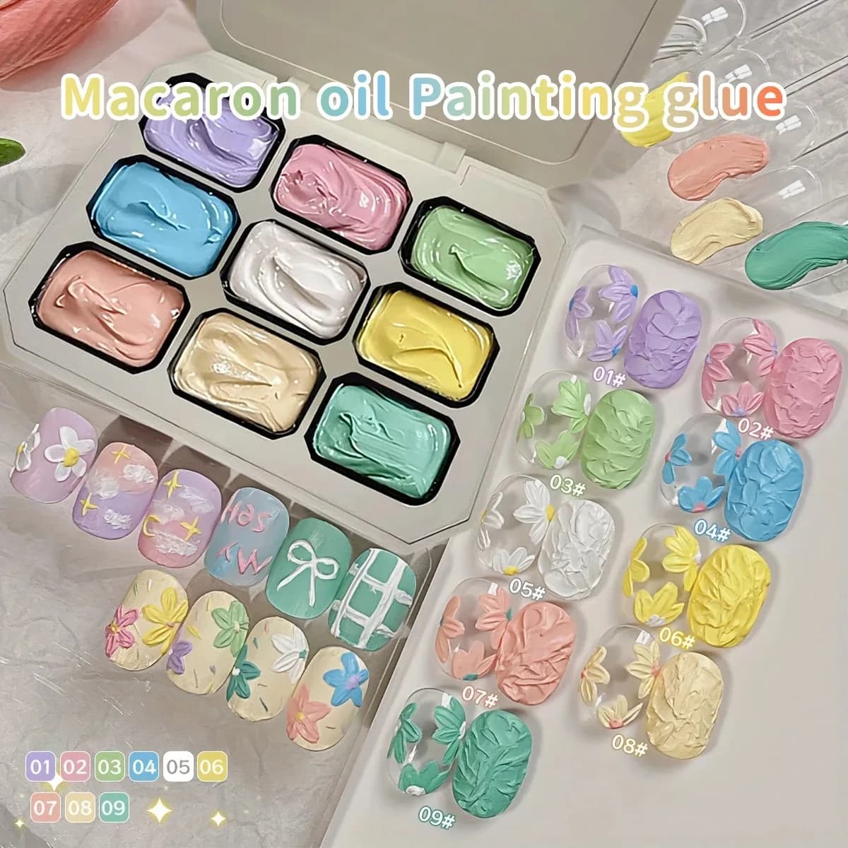 2026 New 9 Grids No-Wipe Satin Nail Patting Gel Oil Painting Texture Gradient Painting Nail Gel