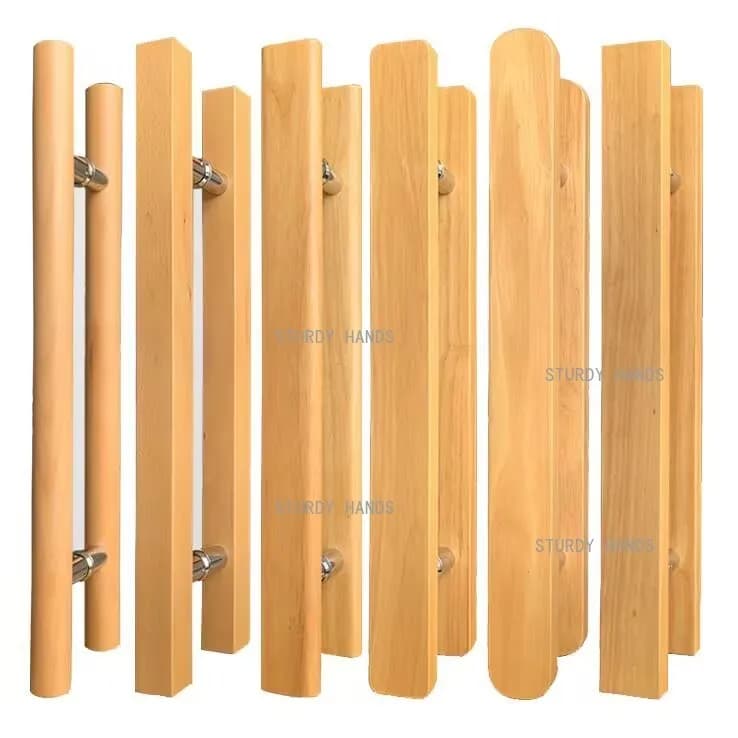 Maniglia per porta scorrevole in vetro bifacciale in legno massello a forma di H, maniglia per porta scorrevole con telaio per bagno, doccia schiena contro schiena