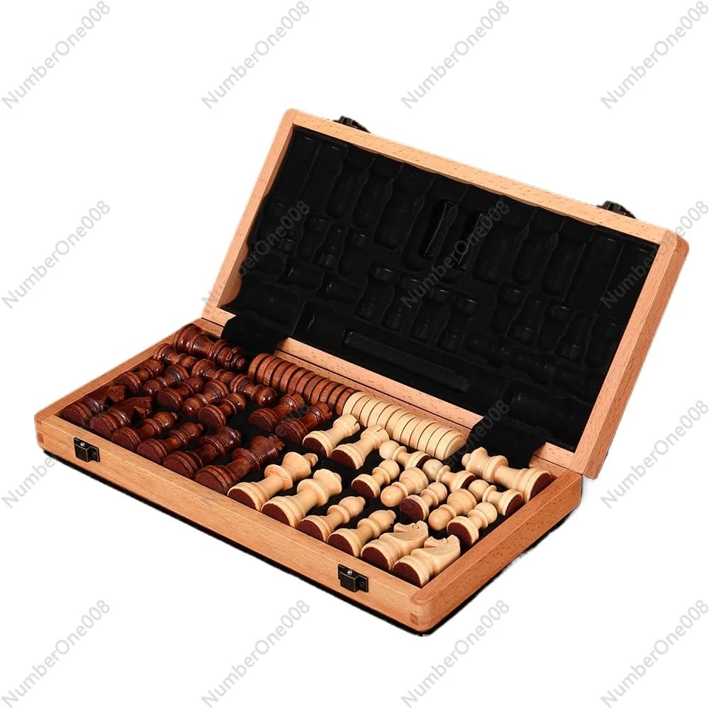 Set di Scacchi e Dama 2 in 1 in Legno Non Magnetico con Due Regine, Gioco da Tavolo Professionale, Esportazione Diretta dalla Fabbrica