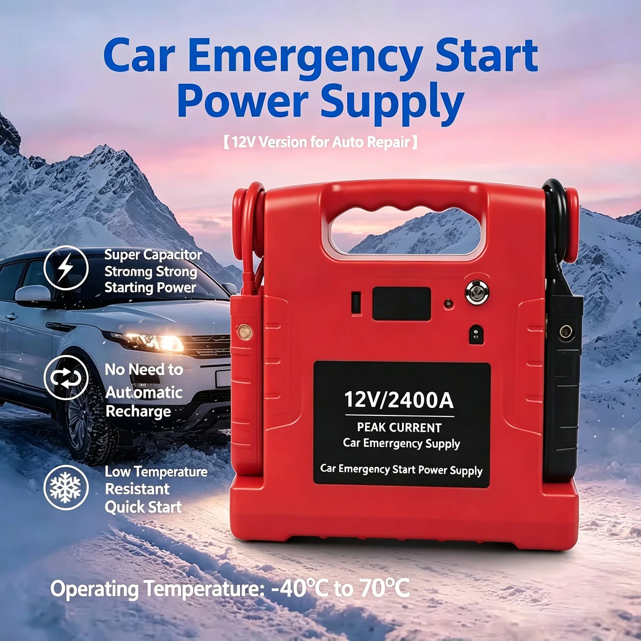 Avviatore d'Emergenza per Auto 12V, Batteria al Litio Portatile, Power Bank di Emergenza, Booster per Batteria Veicolo