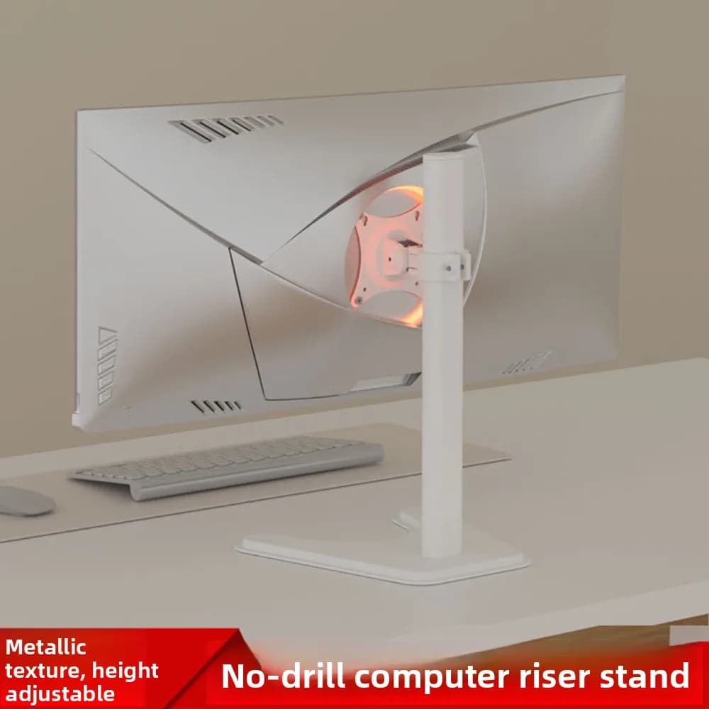 Supporto per Monitor da Scrivania Regolabile 14-27 Pollici, Stand Portatile per Computer con Base Larga e Altezza Regolabile