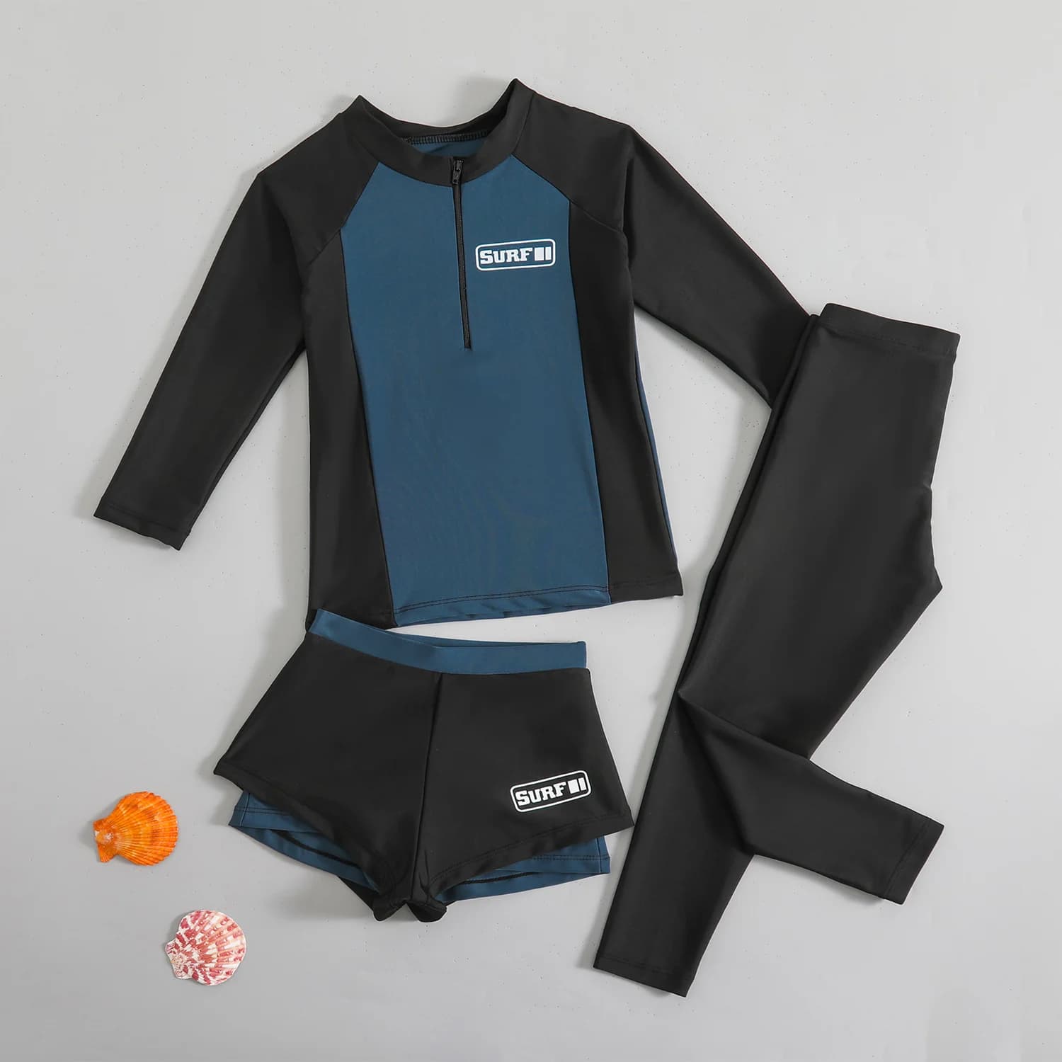Costumi da bagno coreani per bambini e ragazzi, a maniche lunghe, con protezione solare, ad asciugatura rapida, due pezzi.
