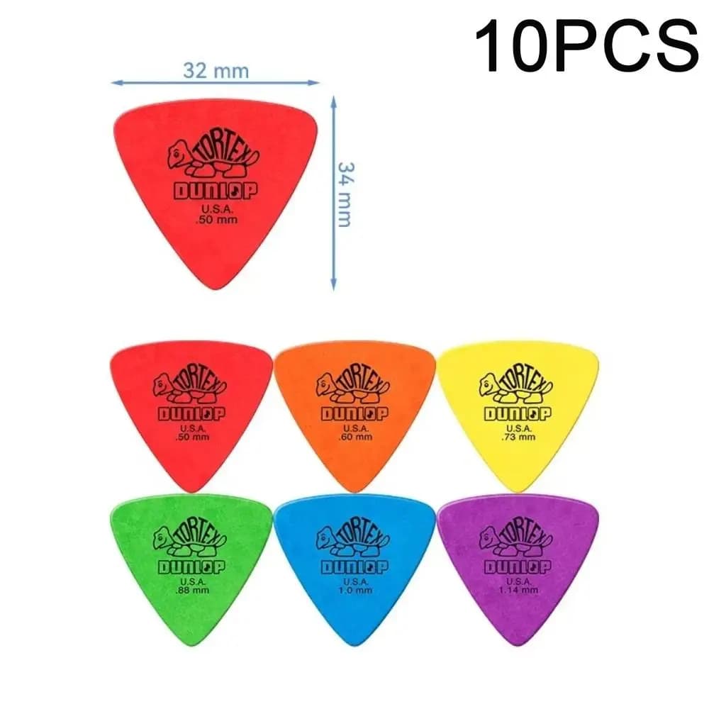 10 pz Delrin Dunlop Plettri per Chitarra 0.5/0.6/0.73/0.88/1.0/1.14MM Anti-scivolo Stile Triangolo Plettri Plettri Accessori Chitarra Acustica