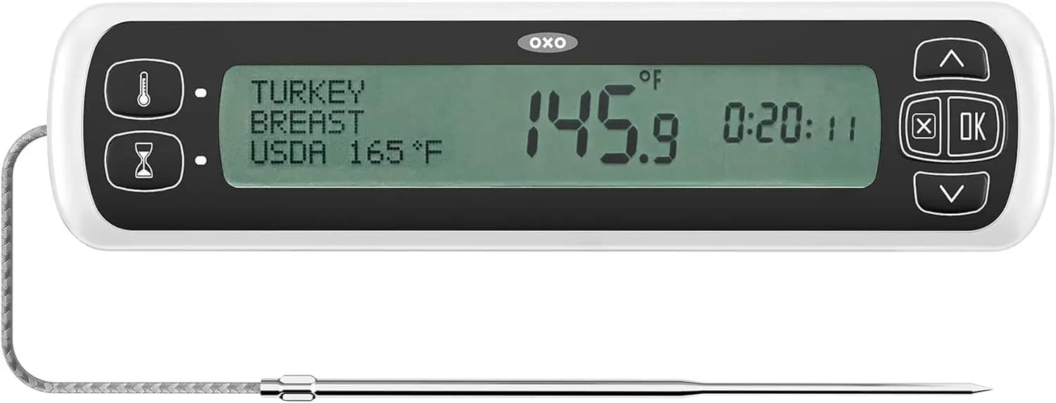Digital thermometer for meat without rinsing with timer, stainless steel probe for baking