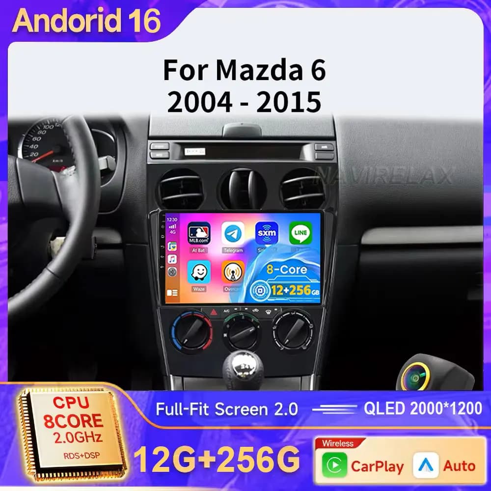 EzoneTronics CarPlay Android15 Auto Autoradio per Mazda 6 Atenza 2004-2015 Navigazione Lettore Bluetooth Sistema di intrattenimento per auto