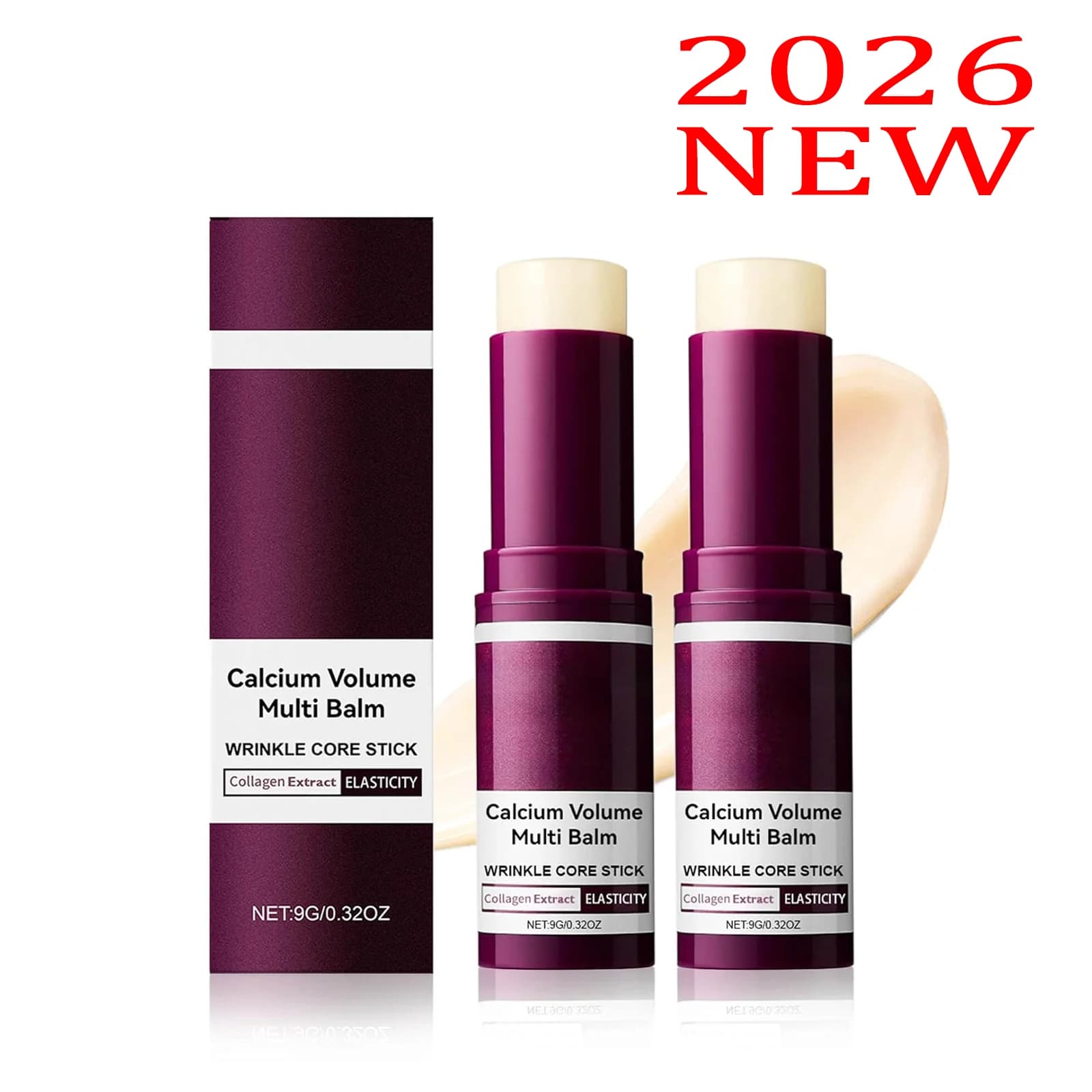 Stick Multi-Balsamo al Calcio, Stick Anti-Rughe al Collagene ed Elastina, Balsamo Idratante per Occhi e Collo, Balsamo Idratante per il Viso