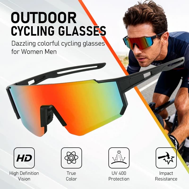 Occhiali da Ciclismo, Maschera da Moto, Occhiali da Sci Antivento, Occhiali Sportivi per Bici da Uomo e Donna, Visione HD, Occhiali da Bicicletta