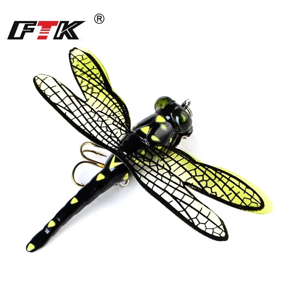 FTK 6g Topwater Libellula Mosche secche Insetto Richiamo di pesca a mosca 75mm Trota Popper Esca artificiale Wobblers per la traina Richiamo duro