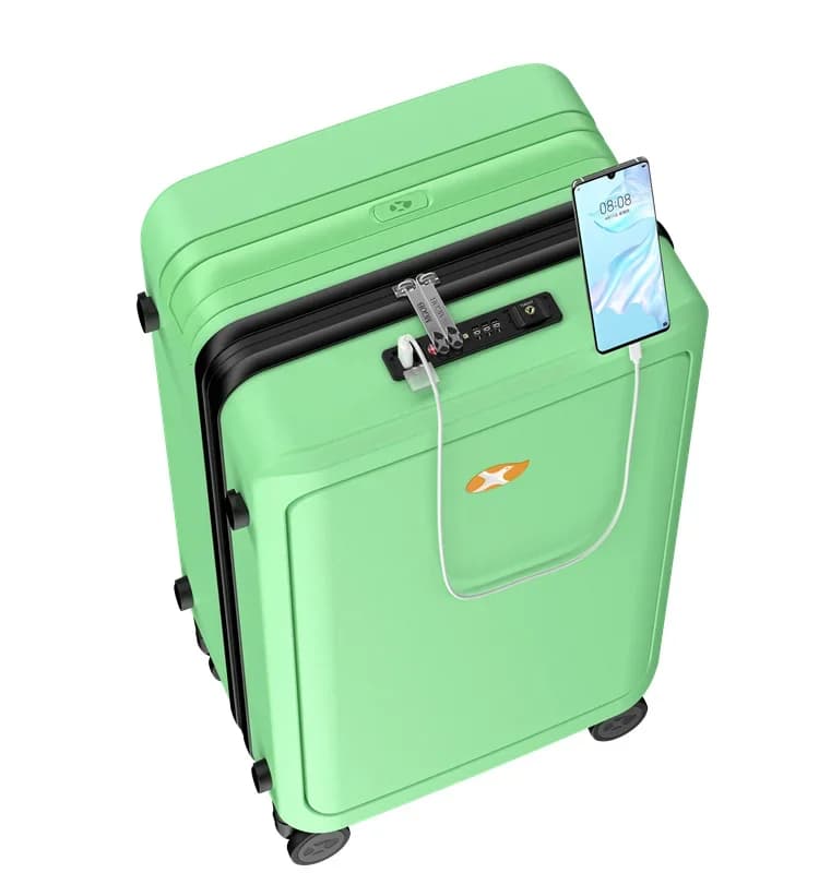 Materiale per PC Basso MOQ Consegna veloce Borsa per laptop con ricarica USB Bilancia personalizzata Bagagli per bagagliaio aperto anteriore per viaggi d'affari