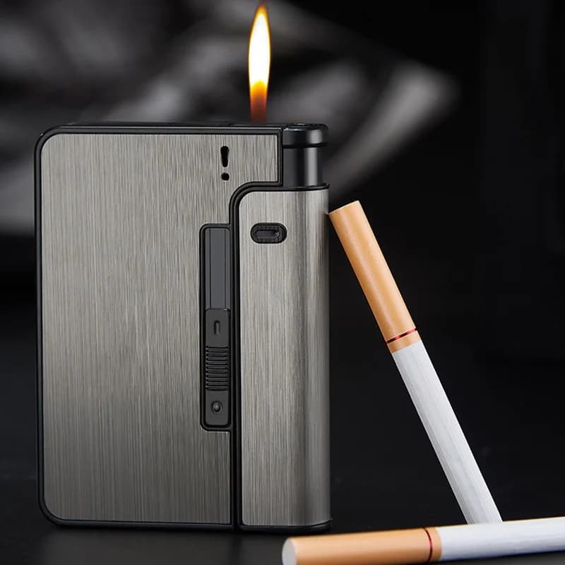 Portable Automatic Cigarette Box Metal Cigarette Box For 8 Pieces King Size Cigarette, Lighting Not Included, Gift For Men Dad