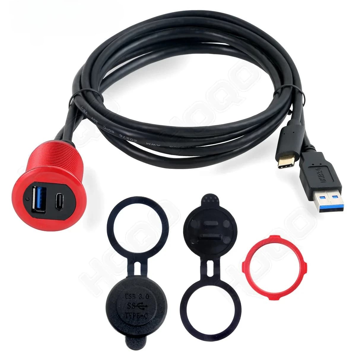 Waterproof USB 3.1 adapter,USB&Type-C, USB3.0 Extension cable Flush Mount Car boat Mount Extension for Dashboard Panel