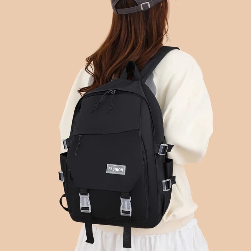 Zaino per studenti in nylon con fiocco stampato per ragazze Zaino da donna con tracolla regolabile Borsa da viaggio Zaino carino