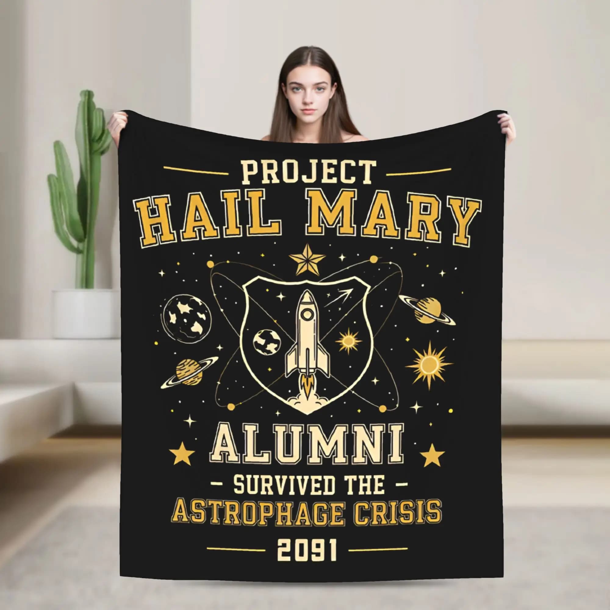 Coperta in Lana Vintage Calda per Coprire Sedie e Divani, Ispirata al Progetto Hail Mary della Crisi degli Astrofagi