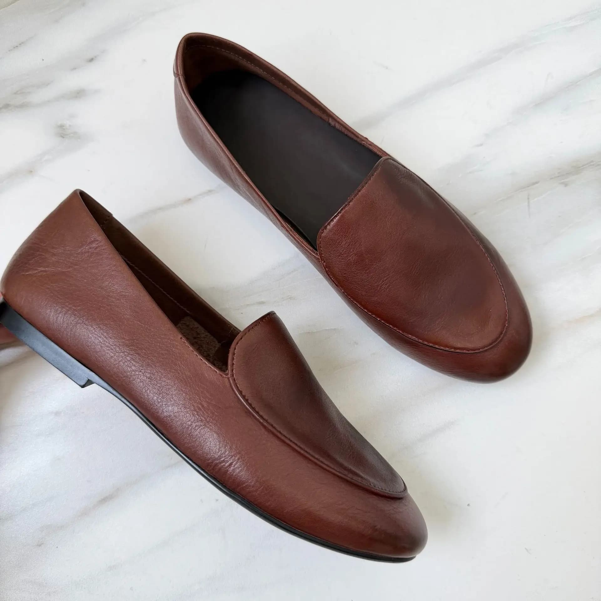 Mocassini Casual da Donna in Pelle Morbida Effetto Invecchiato, Scarpe Basse Comode per Ufficio, Taglie 35-40, Collezione 2026