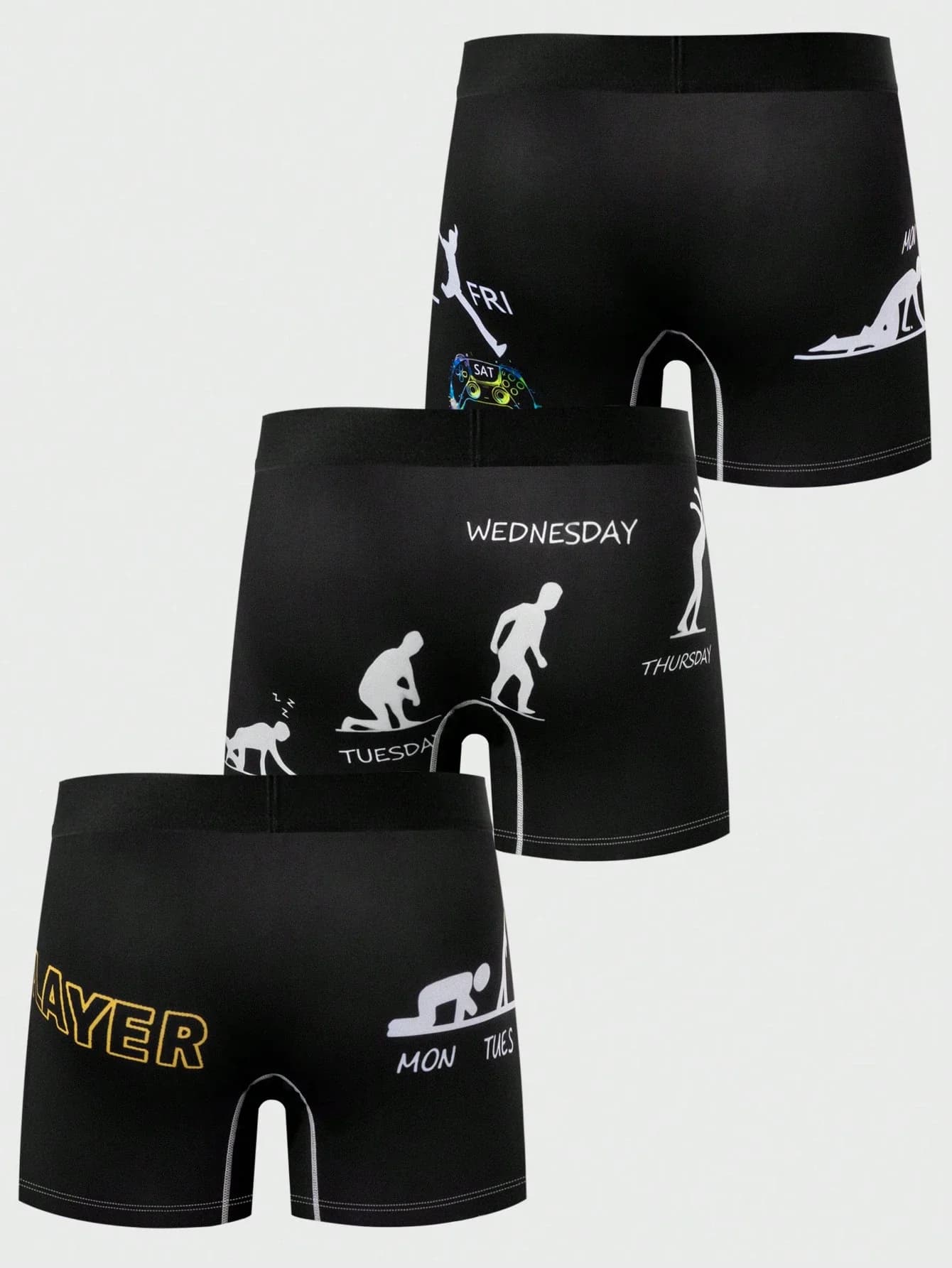 3 pezzi di boxer da uomo con stampa digitale, intimo casual per tutti i giorni