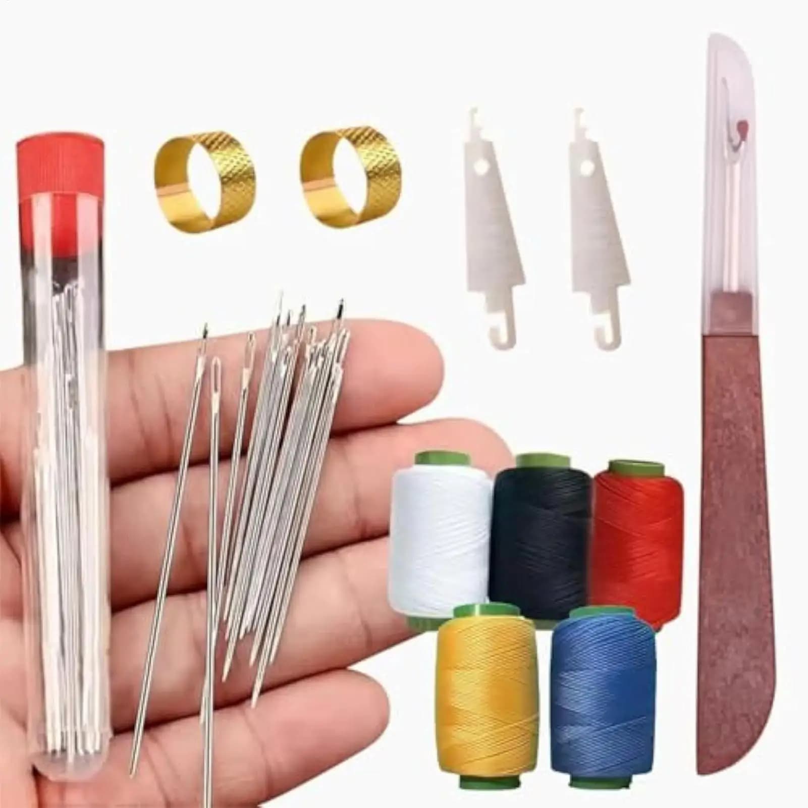 36 pezzi aghi da cucito aghi per occhi grandi con filo multi formato abbigliamento cucito ricamo kit di aghi incrociati strumenti manuali fai da te per la casa