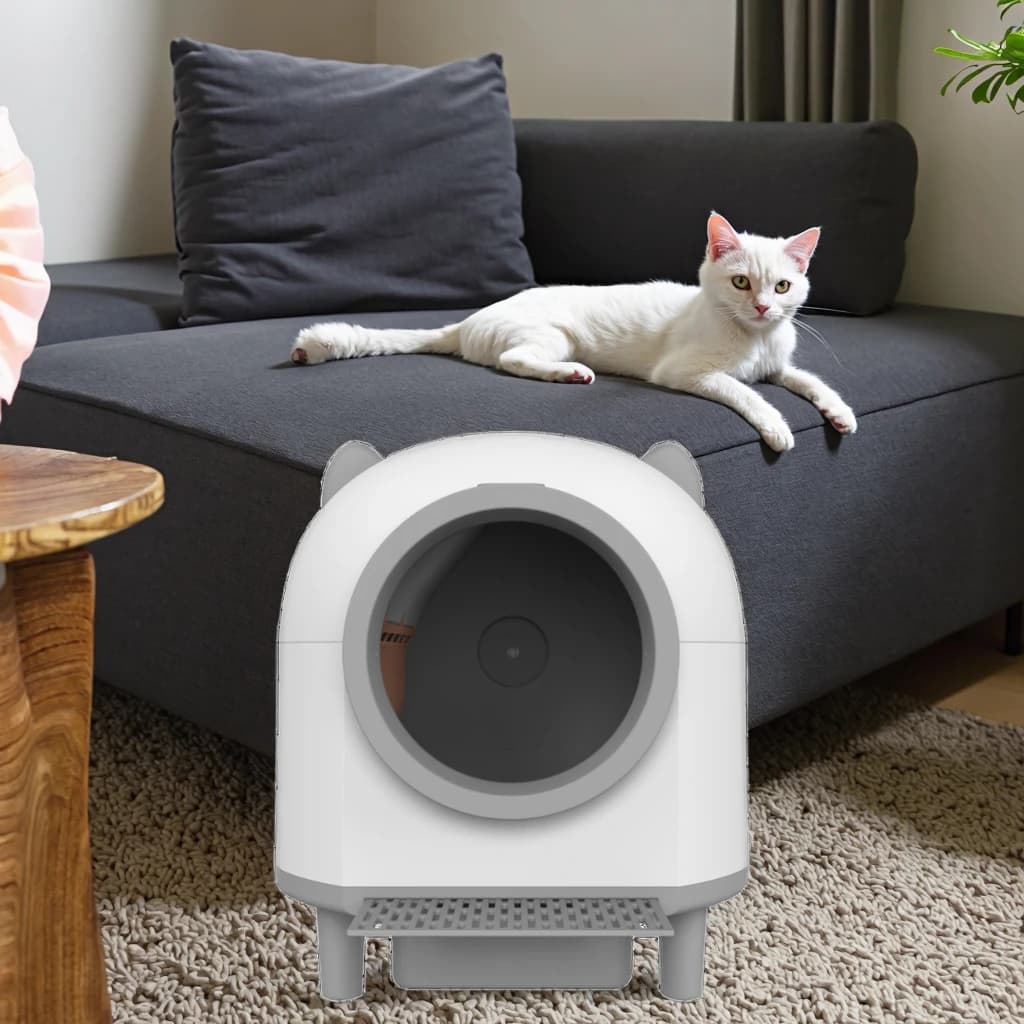 Lettiera per Gatti Automatica Autopulente Controllabile tramite App, Facile da Pulire, in Plastica PP, Toilette per Animali Domestici, Sabbiera, Accessori
