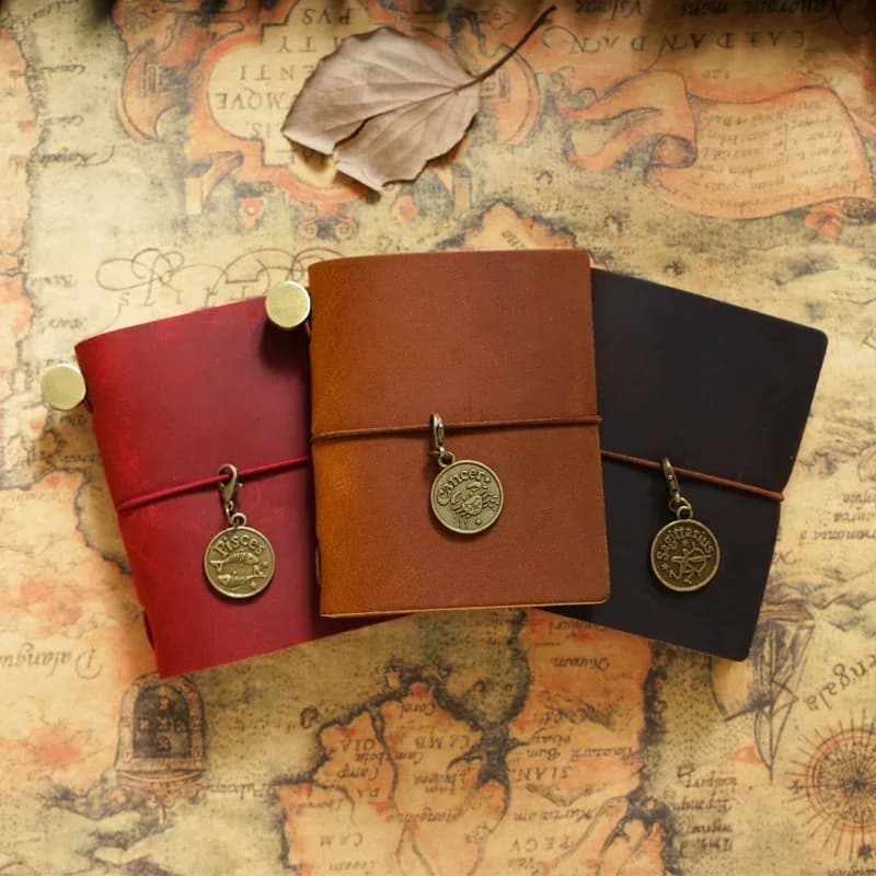 Frothenon quaderno da viaggio Mini quaderno a fogli mobili quaderni tascabili in pelle con strato superiore per cancelleria per studenti