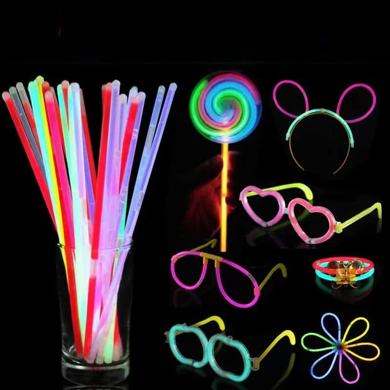 100 pezzi 20 cm bastoncini luminosi concerto fai da te spettacolo teatrale puntello fluorescente braccialetti luminosi notturni creativi