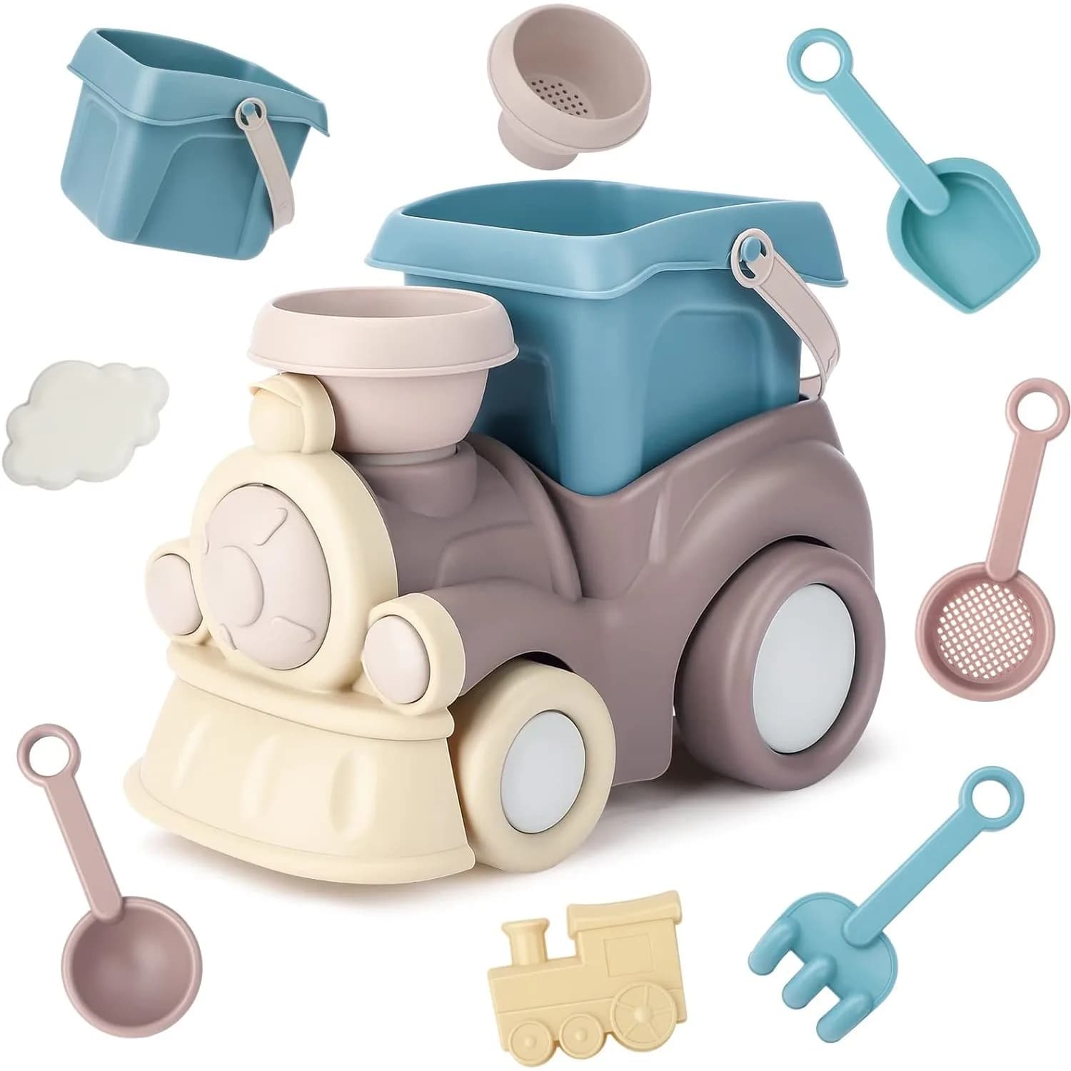 Giocattoli da spiaggia per bambini giocattoli di sabbia per bambini treno camion da spiaggia secchio da spiaggia Scoop cazzuola scolapasta rastrello castello di sabbia giocattoli Sandbox giocattoli