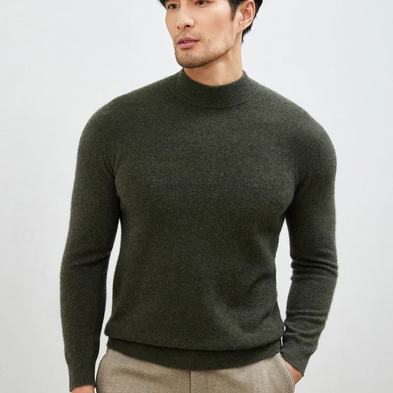 Maglione da uomo in puro cashmere al 100%, pullover a collo alto e mezzo collo, maglione casual da lavoro per giovani, giacca di fascia alta primavera/autunno