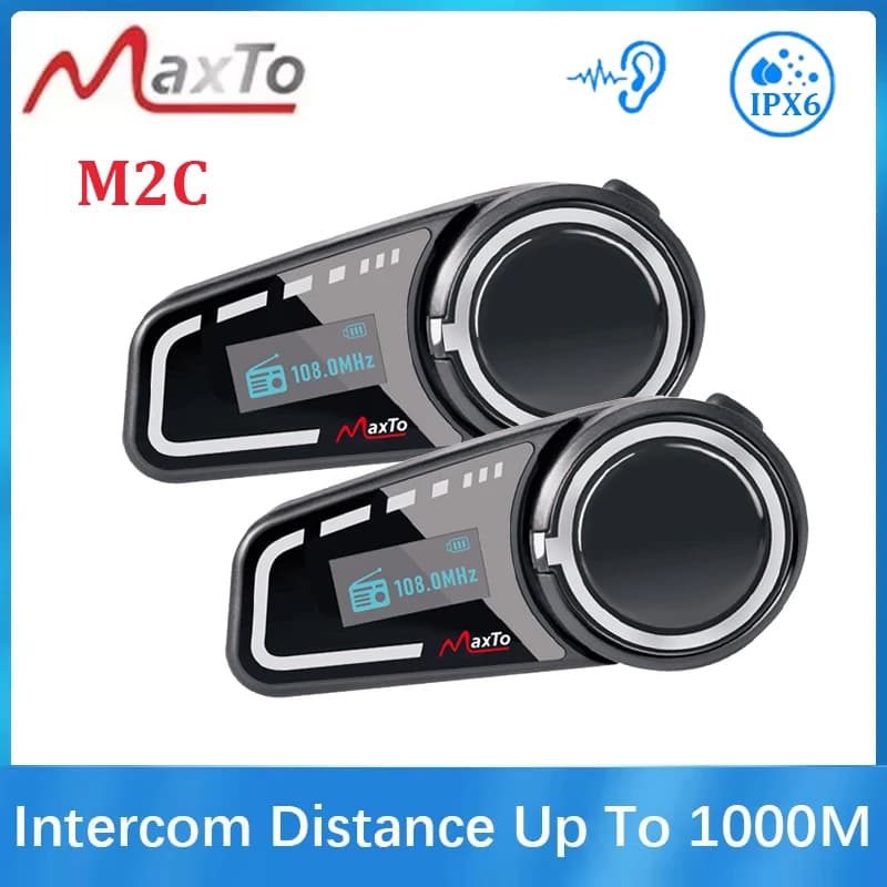 Maxto M2C Casco moto Interfono multi-persona Bluetooth Interfono per 6 persone Distanza 1000M Nessuna restrizione del marchio LCD
