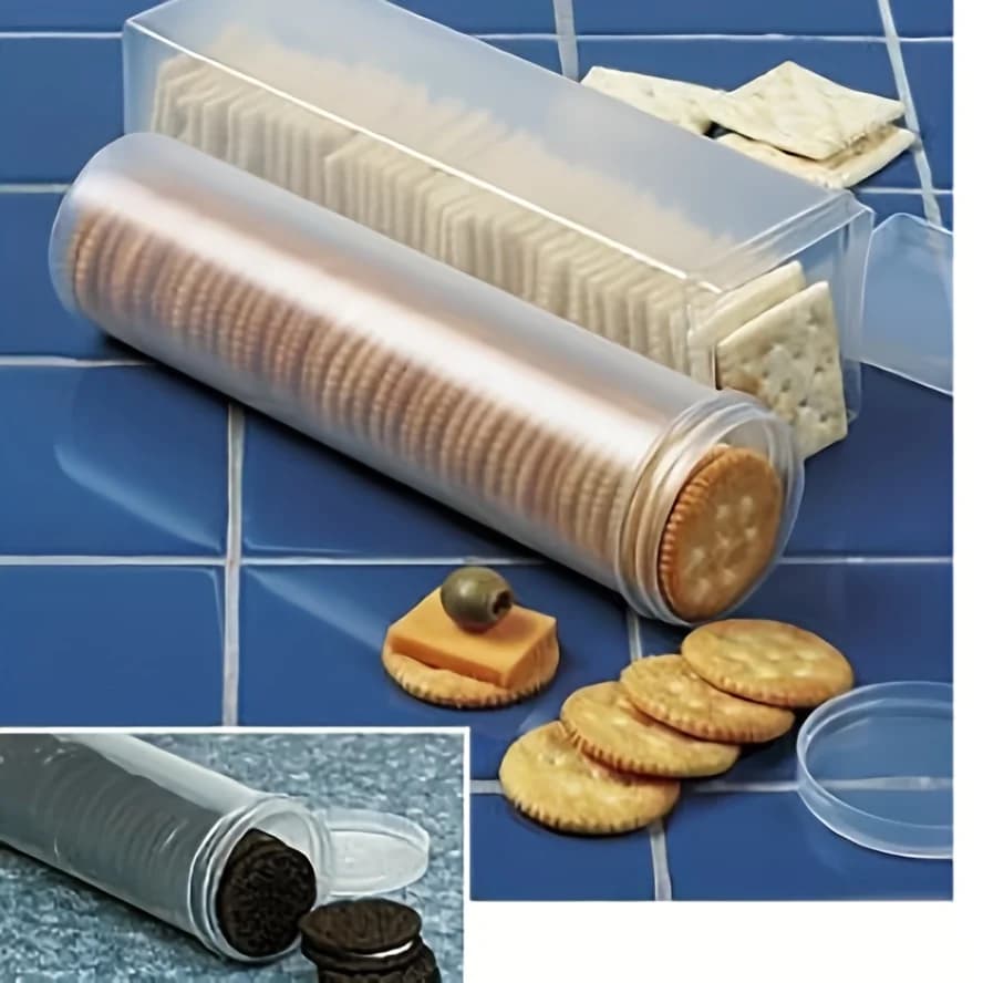 Contenitore Rettangolare Trasparente Sigillato per Alimenti con Coperchio a Ribalta - Scatola Organizzatrice da Cucina in Plastica Riutilizzabile per Pasta, Biscotti, Snack