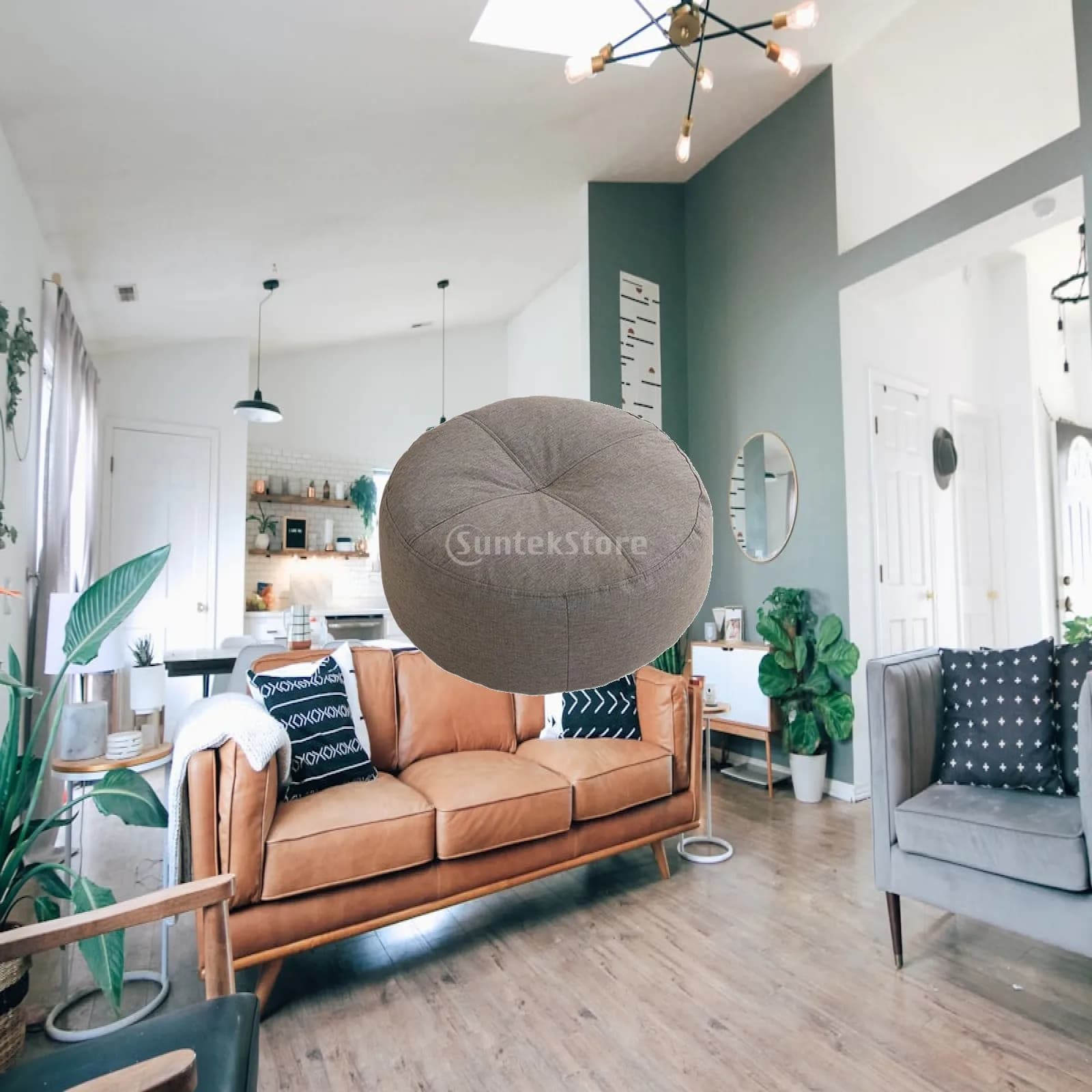 Round Seating Pillow Linen Upholstered Floor Cushion Soft Chair Pad for Indoor Outdoor Meditation Yoga