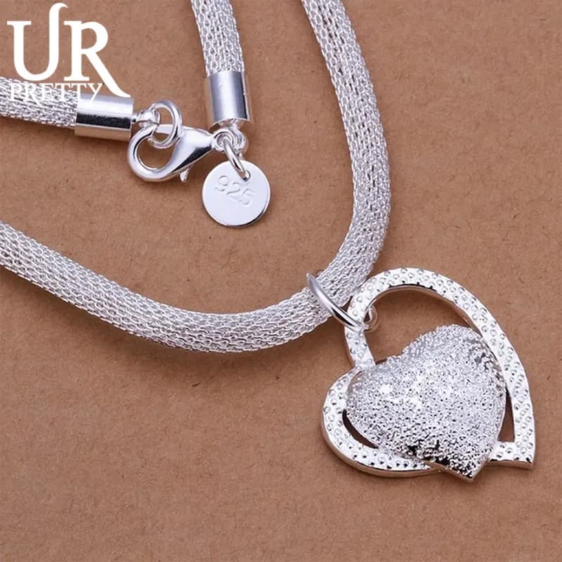 925 Sterling Silver Necklace Gorgeous Charm Fashion Heart Wedding Lady Love for Women Noble Luxury 18 Inches 45cm Jewelry