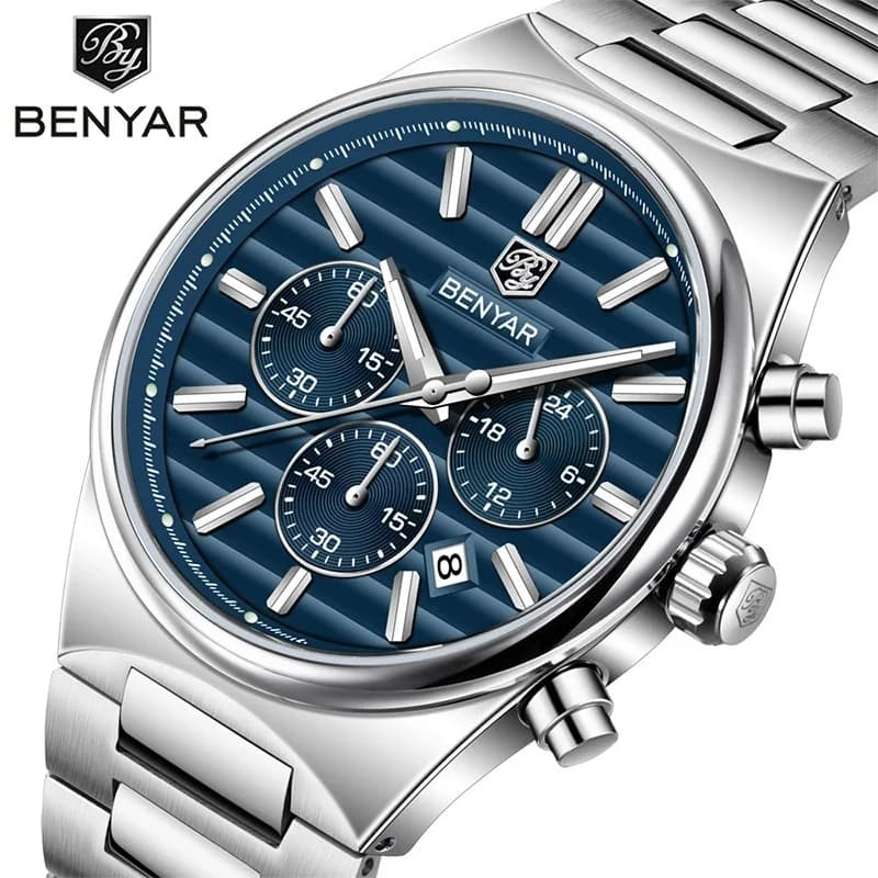 BENYAR 5214 Nuovo Business Elegante Orologio Al Quarzo da Uomo di Vendita Caldo Cronografo Impermeabile Luce Notturna Calendario Orologio reloj hombre