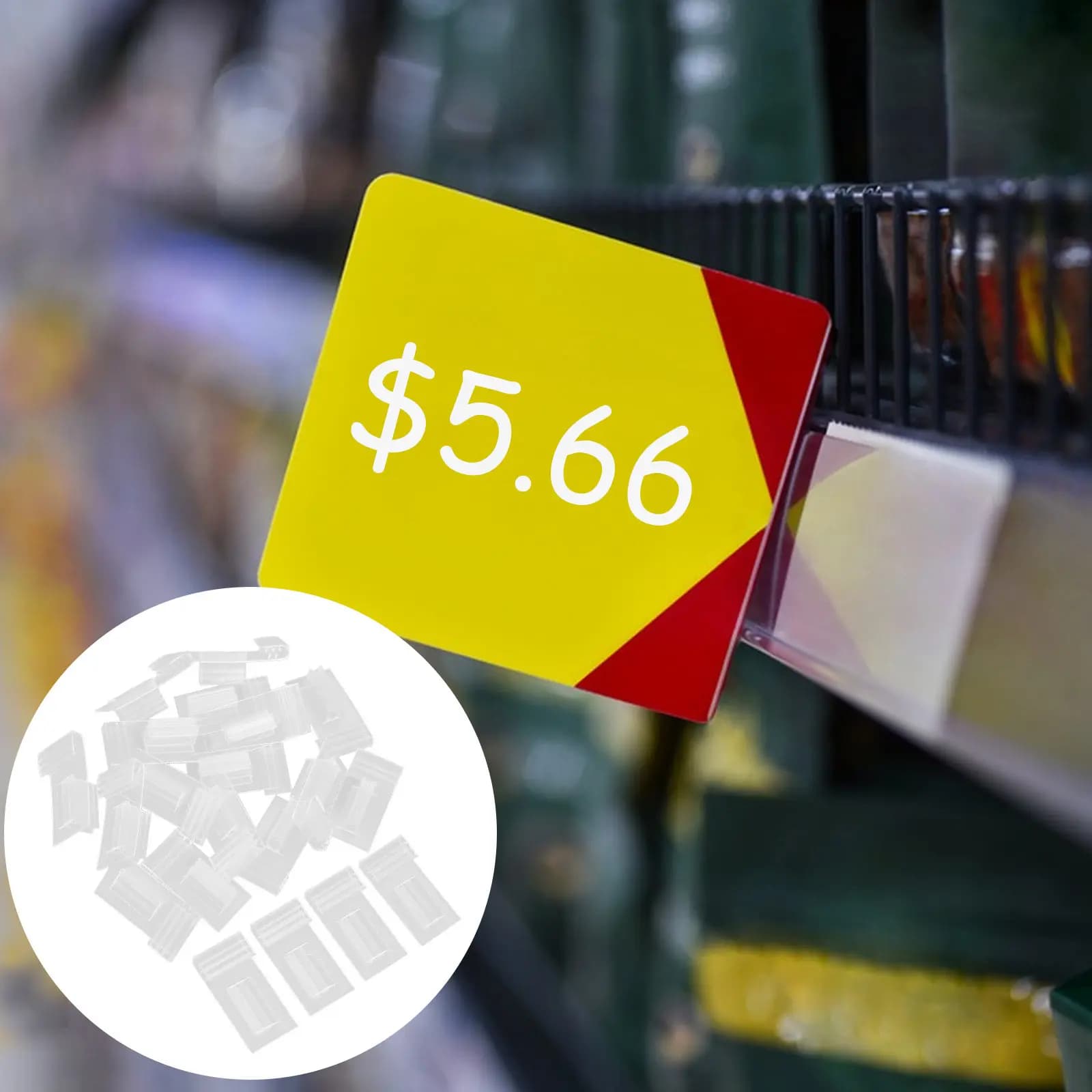 20 Pezzi Portaetichette Trasparenti in PVC con Clip per Espositori di Negozi, Supermercati, Centri Commerciali, Cartelli Promozionali e Prezzi