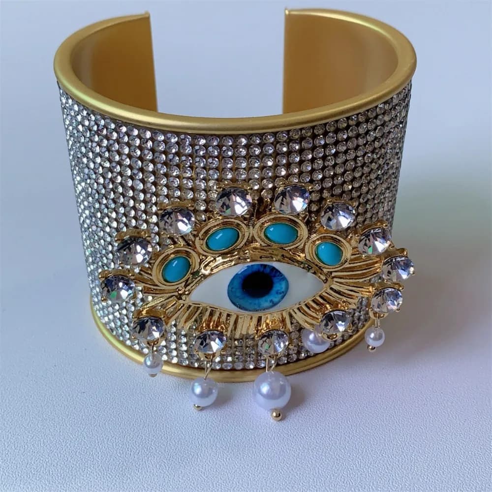 Metal Exaggerated Wide Open Bangle Alloy Vintage Demon's Eye Bracelets Europe American Style Punk Geometric Cuff Bangles
