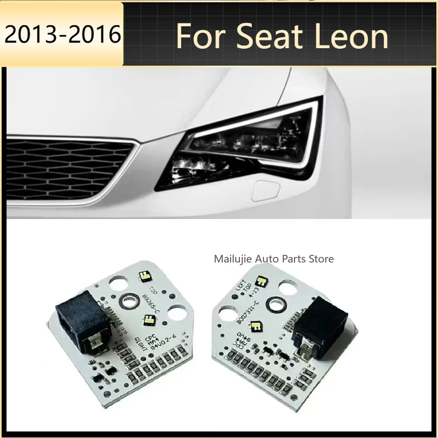 Faro LED DRL per Seat Leon 2013-2016, Luce Diurna Bianca/Gialla, Chip Angel Eye OE 5F0941475 5F0941476