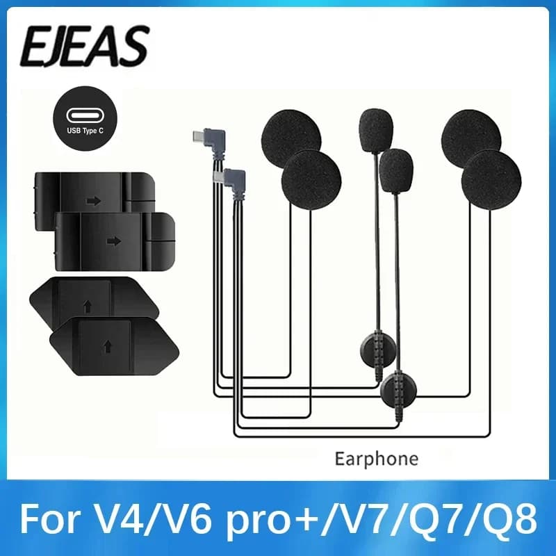 EJEAS Auricolare per casco moto originale V4PLUS V6 PRO + Spina tipo C con altoparlante Microfono Clip e base opzionali