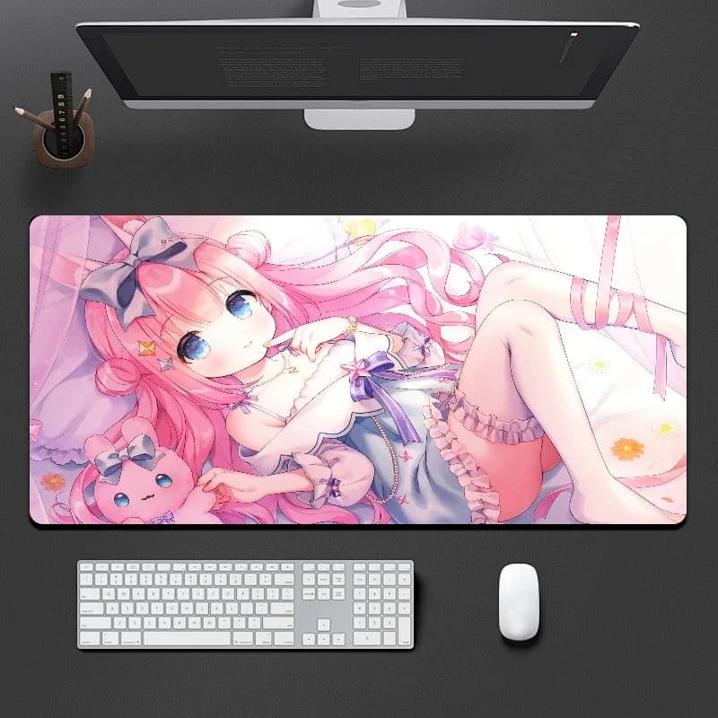 VIKAMA Sweet Lolita Mouse Pad, Anti-slip Rubber Bottom Large Mouse Pad, Gaming Equipment, Student Office Notebook Desktop Decor
