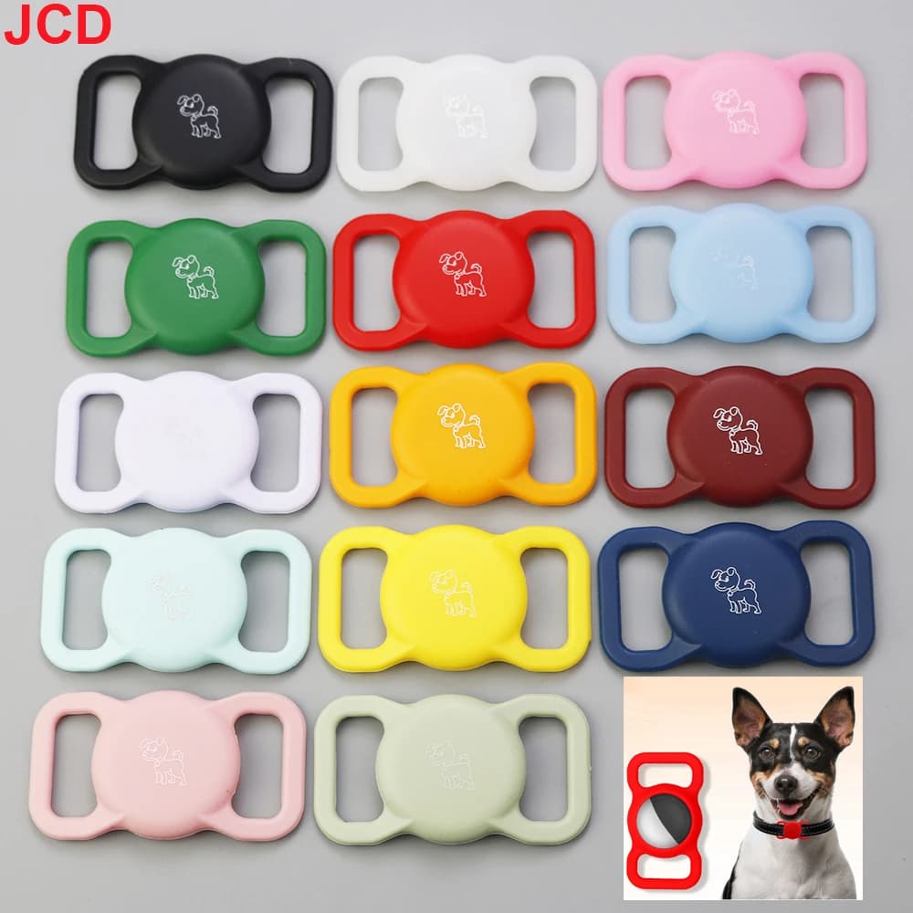 JCD 5 pezzi Custodia protettiva in silicone per Apple Airtags Pet Dog Cat Posizionamento Tracker Collare Cover Custodia protettiva anti-smarrimento