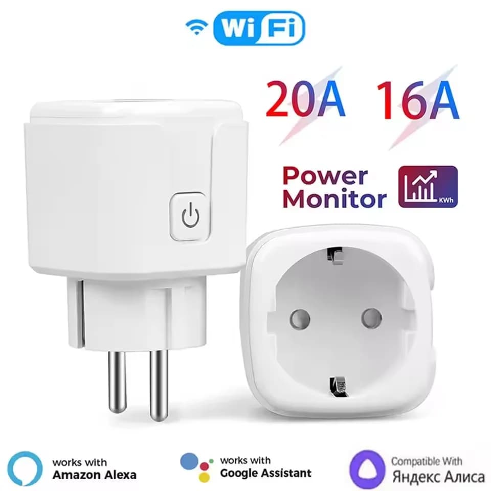 EU Plug 16A/20A Smart Socket Multifunctional Wifi Smart Plug With Power Monitoring Voice APP Control Support Google Assistants
