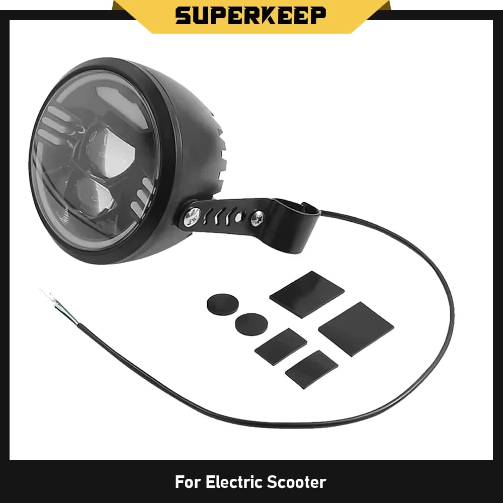 For Electric Scooter Headlamp Low Beam High Beam LED Headlight Front Light 12V-48V Waterproof Flashlight Accessories Part