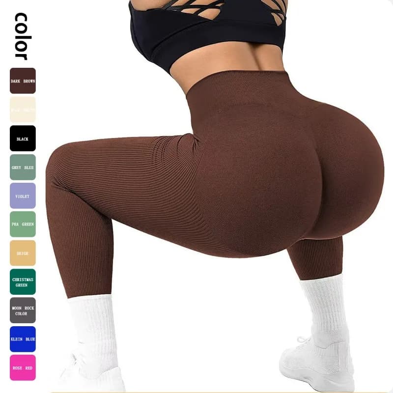 Pantaloni da yoga senza cuciture da donna, leggings slim a tinta unita, a vita alta, elasticizzati, per allenamento e corsa, sexy, modellanti per i glutei, per la palestra