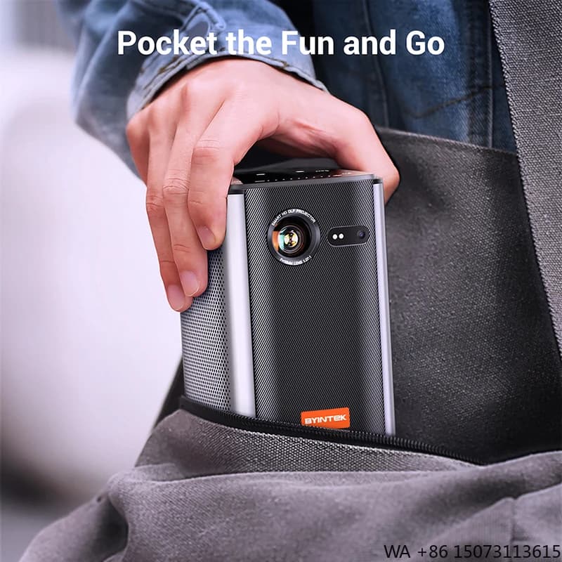Mini Proiettore Portatile con Batteria, 3D Ready, Ricaricabile, Video 4K con Altoparlante per Esterni