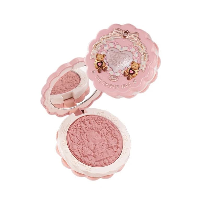 Flowerknows THE SWEETIE BEAR Blush in polvere effetto seta satinato per guance e contorno viso per un finitura naturale opaca - Palette Contour