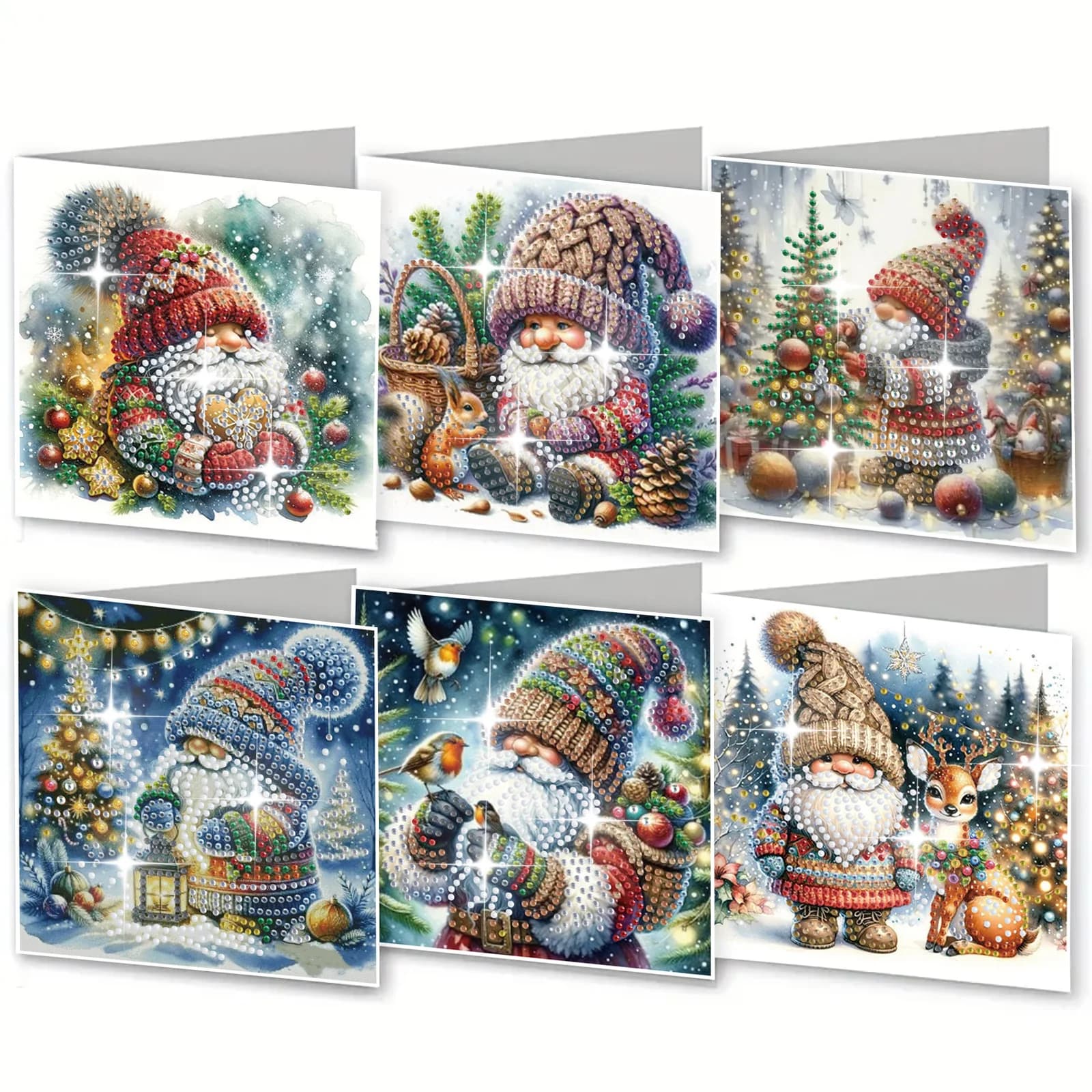 6-piece DIY diamond painting set Christmas theme greeting card, wishes and wishes, unique design