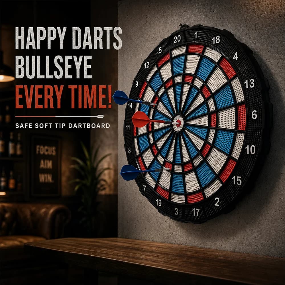 Soft Tip Dartboard Set, Safe Plastic Dart Target Game Kit with 6 Darts & Extra Tips, Indoor Wall Hanging Dart Game for Family Party Bar Game, High Quality Leisure Sport Toy, Ideal Holiday Birthday Festival Gift for Adults and Teens