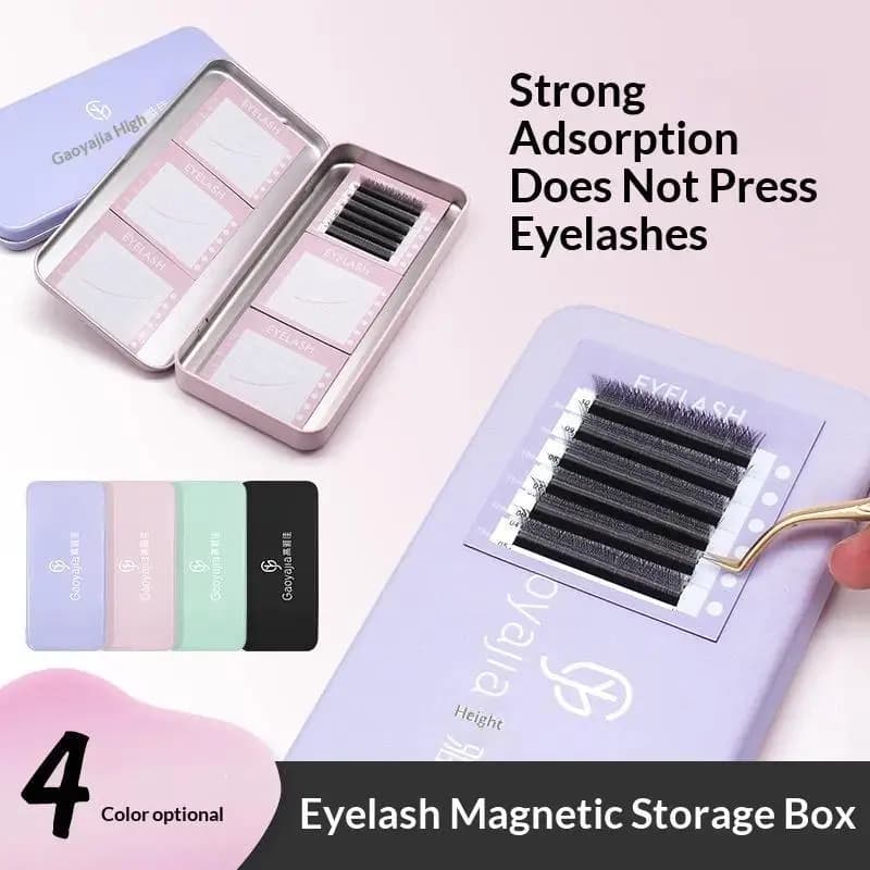 【A】Magnetic Eyelash Extension Storage Box with 6 Lash Tiles Holder Grafting Eyelash Organizer Case Display Board Makeup Tools