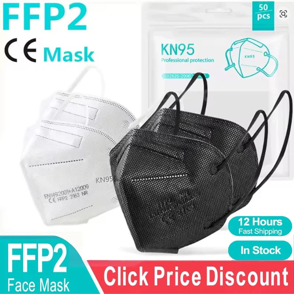 Mascherine FFP2 CE KN95 a 5 Strati per Adulti, Maschere Chirurgiche Omologate Riutilizzabili