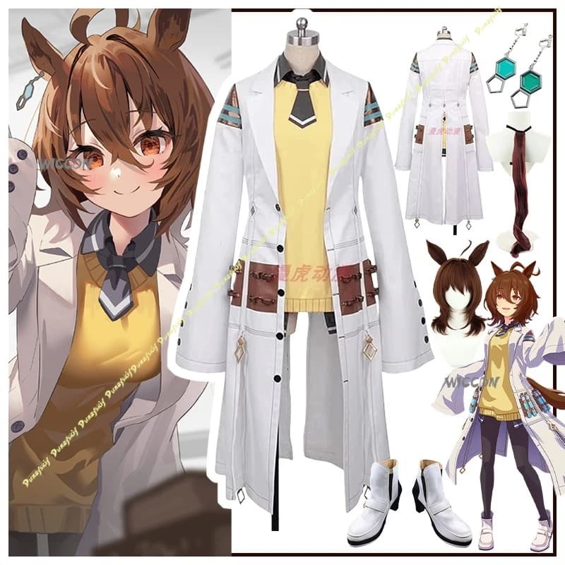Costume Cosplay Anime Pretty Derby Uma Museum Agnes Tachyon, Dress with Coat, Exhibition Accessories, Valentine's Gift, Party Set