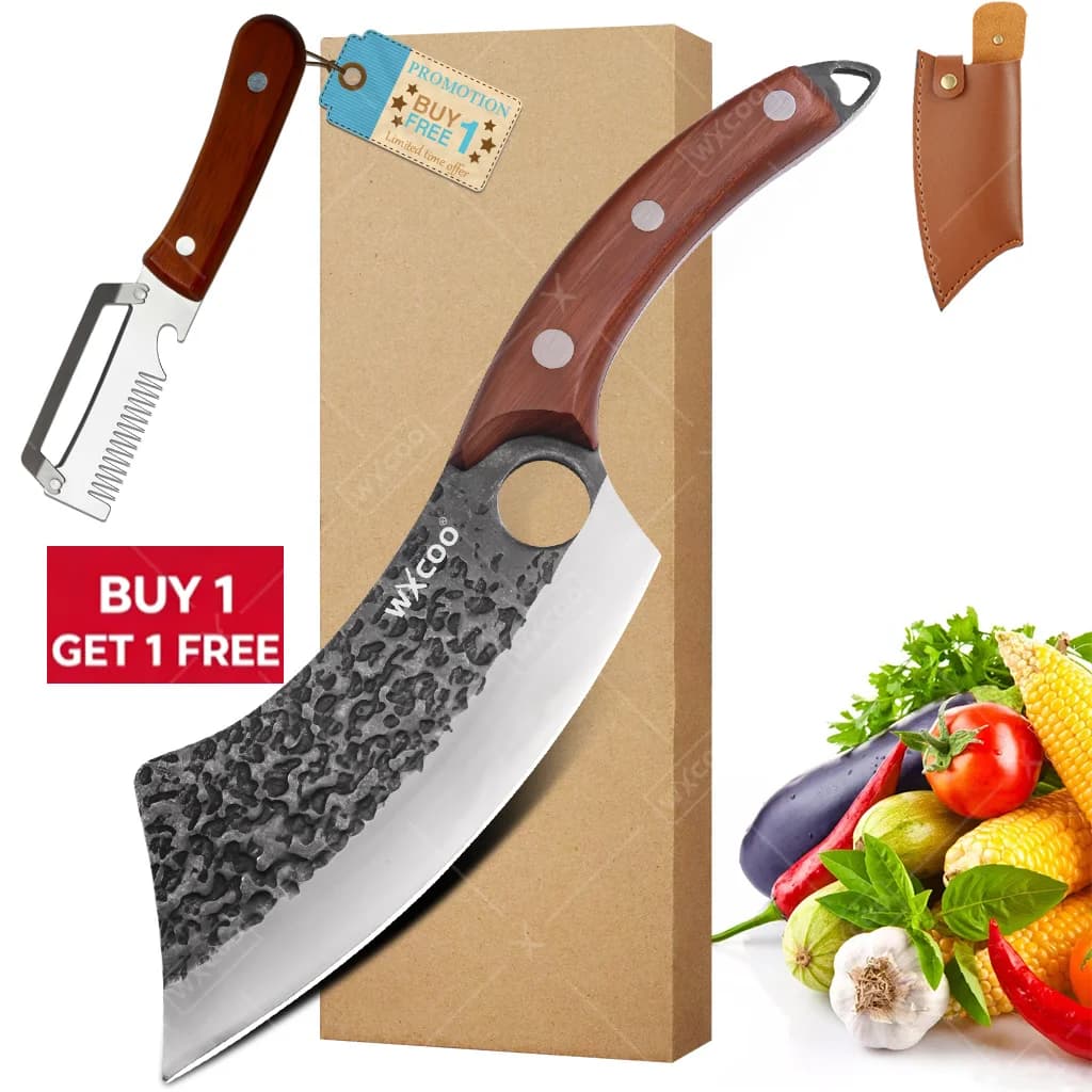 WXCOO Coltello da Disosso in Acciaio Inossidabile, Coltello da Cucina, Mannaia, Coltello per Carne, Frutta, Pesce, Coltello Multiuso per Barbecue, Accessori da Cucina per Chef e Macellai