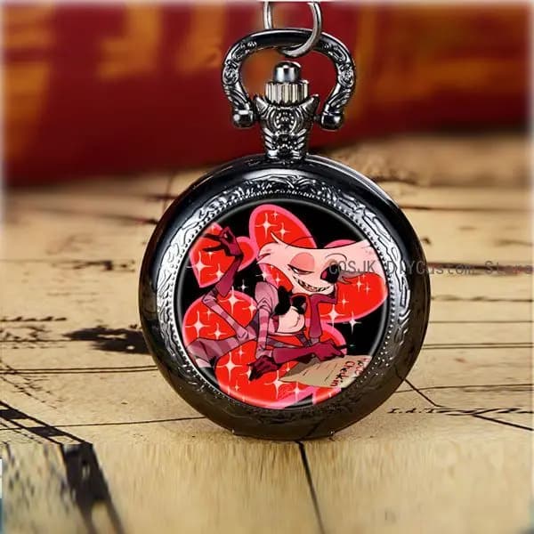 Orologio da Tasca con Collana Hazbin Hotel Anime Game, Ornamento Originale per Studenti, Regalo di Compleanno per Studenti