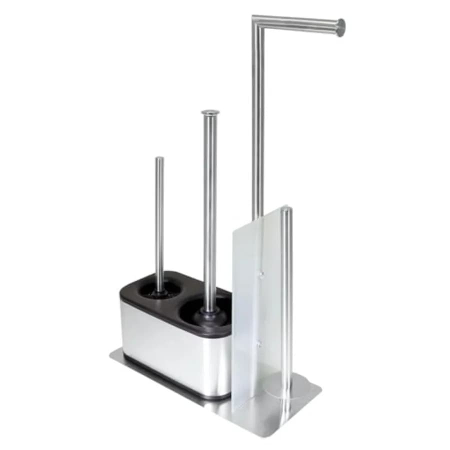 Modern Bath Set for Bathroom Organization, All in One Toilet Brush, Toilet Plunger, Toilet Paper Holder Stand and Toilet Tissue